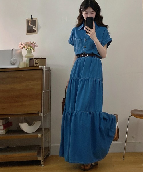FAVORITO(ファヴォリート)の「襟付きデニムワンピース(ワンピース・レディース・ブルー・XL/L/M/S)」の7枚目の写真