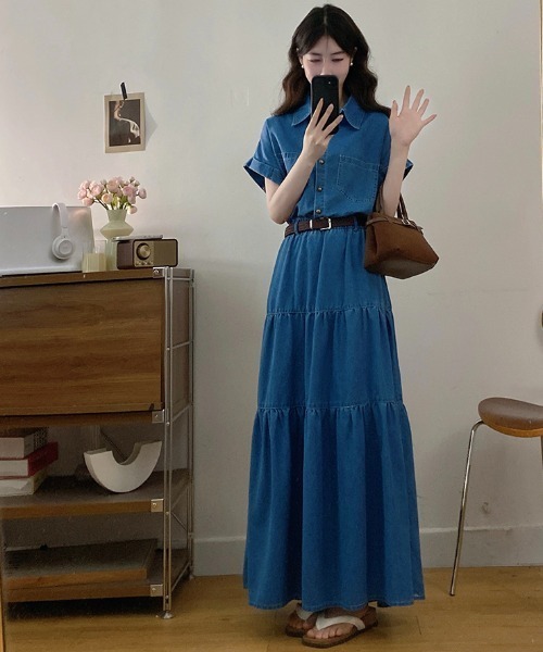 FAVORITO(ファヴォリート)の「襟付きデニムワンピース(ワンピース・レディース・ブルー・XL/L/M/S)」の9枚目の写真