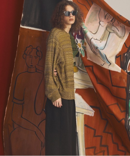 MAISON SPECIAL(メゾンスペシャル)の「《UNISEX》Sheer Mixed Stripe Prime-Over Crewneck Knit Sweater/シアーミックスボーダープライムオーバークルーネックニットセーター【MAISON SPECIAL/メゾンスペシャル】(ニット/セーター・メンズ・パープル/ピンク/イエロー・2/1/0)」の13枚目の写真