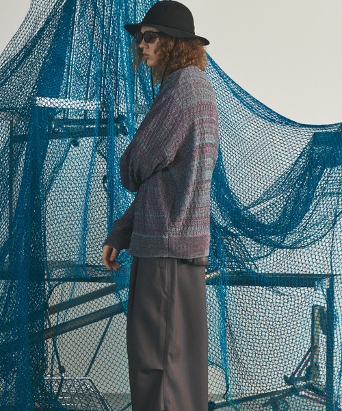 MAISON SPECIAL(メゾンスペシャル)の「《UNISEX》Sheer Mixed Stripe Prime-Over Crewneck Knit Sweater/シアーミックスボーダープライムオーバークルーネックニットセーター【MAISON SPECIAL/メゾンスペシャル】(ニット/セーター・メンズ・パープル/ピンク/イエロー・2/1/0)」の19枚目の写真