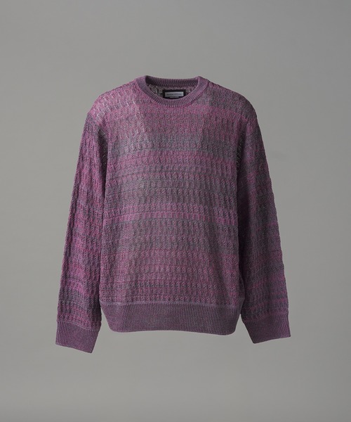MAISON SPECIAL(メゾンスペシャル)の「《UNISEX》Sheer Mixed Stripe Prime-Over Crewneck Knit Sweater/シアーミックスボーダープライムオーバークルーネックニットセーター【MAISON SPECIAL/メゾンスペシャル】(ニット/セーター・メンズ・パープル/ピンク/イエロー・2/1/0)」の21枚目の写真