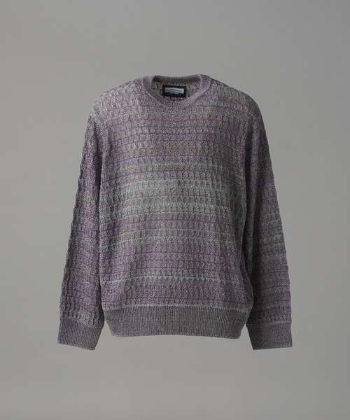 MAISON SPECIAL(メゾンスペシャル)の「《UNISEX》Sheer Mixed Stripe Prime-Over Crewneck Knit Sweater/シアーミックスボーダープライムオーバークルーネックニットセーター【MAISON SPECIAL/メゾンスペシャル】(ニット/セーター・メンズ・パープル/ピンク/イエロー・2/1/0)」の22枚目の写真