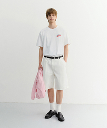 PLEATED BERMUDA DENIM SHORTS_UDPA6B323_CREAM