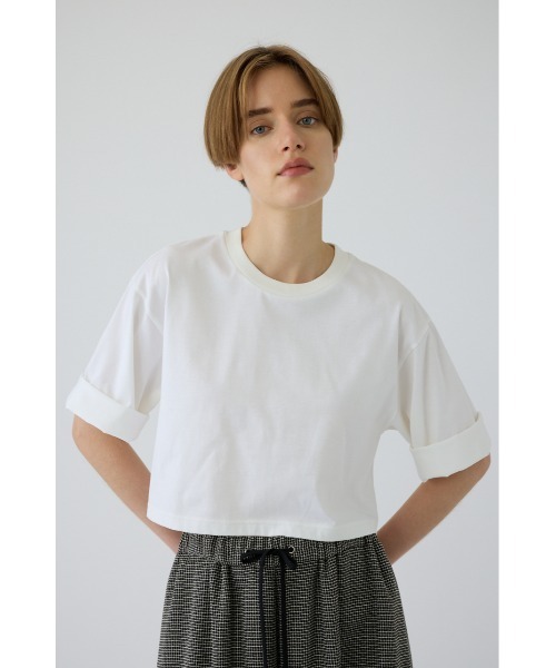RIM.ARK(リムアーク)の「New basic short tee(ニュー ベーシック ショート ティー)(Tシャツ/カットソー・レディース・ホワイト/ブラック/ブラウン/杢グレー・FREE)」の1枚目の写真