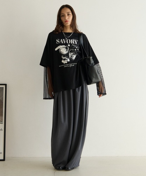 PBLIM(ページボーイリム)の「《UNISEX》ソデメッシュトップス(Tシャツ/カットソー・レディース・ブラック/オフホワイト・FREE)」の15枚目の写真