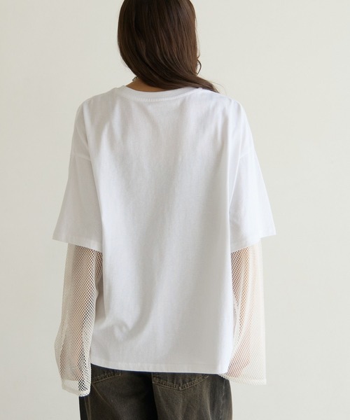 PBLIM(ページボーイリム)の「《UNISEX》ソデメッシュトップス(Tシャツ/カットソー・レディース・ブラック/オフホワイト・FREE)」の6枚目の写真