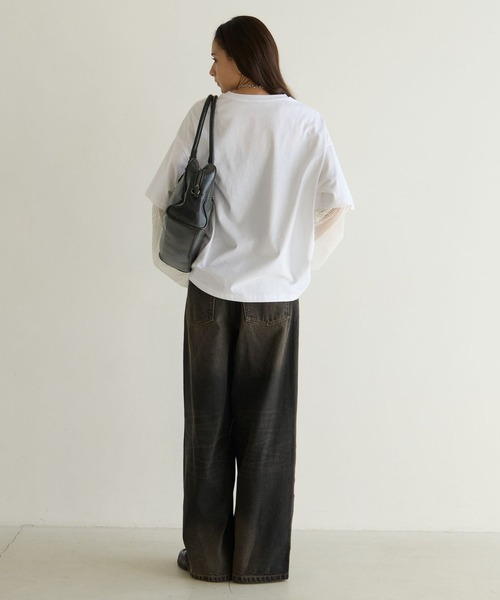 PBLIM(ページボーイリム)の「《UNISEX》ソデメッシュトップス(Tシャツ/カットソー・レディース・ブラック/オフホワイト・FREE)」の10枚目の写真