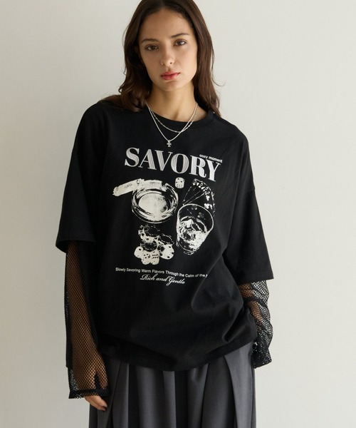 PBLIM(ページボーイリム)の「《UNISEX》ソデメッシュトップス(Tシャツ/カットソー・レディース・ブラック/オフホワイト・FREE)」の11枚目の写真