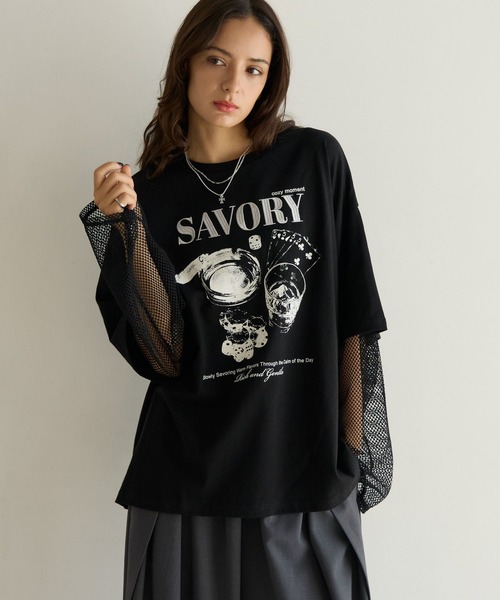 PBLIM(ページボーイリム)の「《UNISEX》ソデメッシュトップス(Tシャツ/カットソー・レディース・ブラック/オフホワイト・FREE)」の12枚目の写真