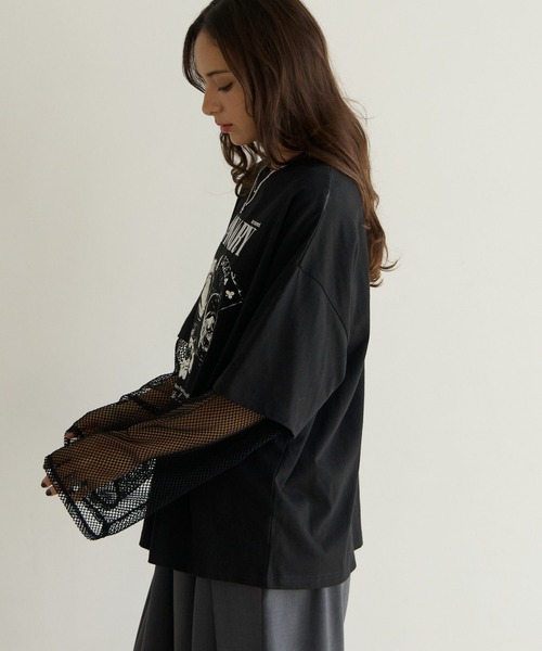 PBLIM(ページボーイリム)の「《UNISEX》ソデメッシュトップス(Tシャツ/カットソー・レディース・ブラック/オフホワイト・FREE)」の13枚目の写真