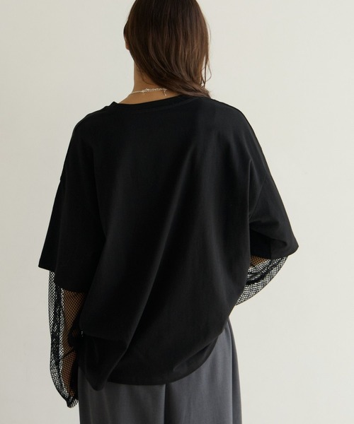 PBLIM(ページボーイリム)の「《UNISEX》ソデメッシュトップス(Tシャツ/カットソー・レディース・ブラック/オフホワイト・FREE)」の14枚目の写真