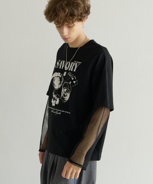 PBLIM(ページボーイリム)の「《UNISEX》ソデメッシュトップス(Tシャツ/カットソー・レディース・ブラック/オフホワイト・FREE)」の21枚目の写真
