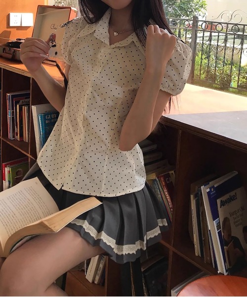 MAISON DE THERESE(メゾン ド テレーズ)の「水玉半袖シャツ(シャツ/ブラウス・レディース・White・M)」の1枚目の写真