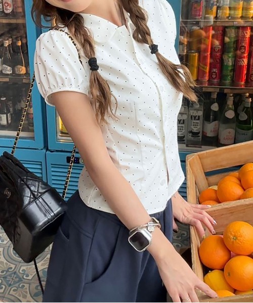 MAISON DE THERESE(メゾン ド テレーズ)の「水玉半袖シャツ(シャツ/ブラウス・レディース・White・M)」の2枚目の写真
