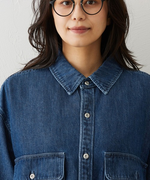 EDWIN(エドウィン)の「EDWIN LADIES ライトオンス ビッグフィット デニムシャツジャケット(シャツ/ブラウス・レディース・ブラウン/ブルー/ライトインディゴブルー・FREE)」の18枚目の写真