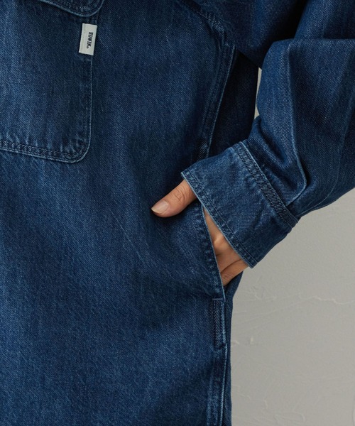 EDWIN(エドウィン)の「EDWIN LADIES ライトオンス ビッグフィット デニムシャツジャケット(シャツ/ブラウス・レディース・ブラウン/ブルー/ライトインディゴブルー・FREE)」の20枚目の写真