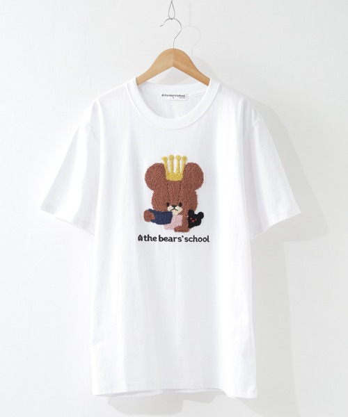 FUNALIVE(ファンアライブ)の「くまのがっこう ティータイム柄 サガラ刺繍 天竺半袖Tシャツ(Tシャツ/カットソー・メンズ・チャコール/ホワイト/ピンクベージュ・M/LL/L)」の4枚目の写真