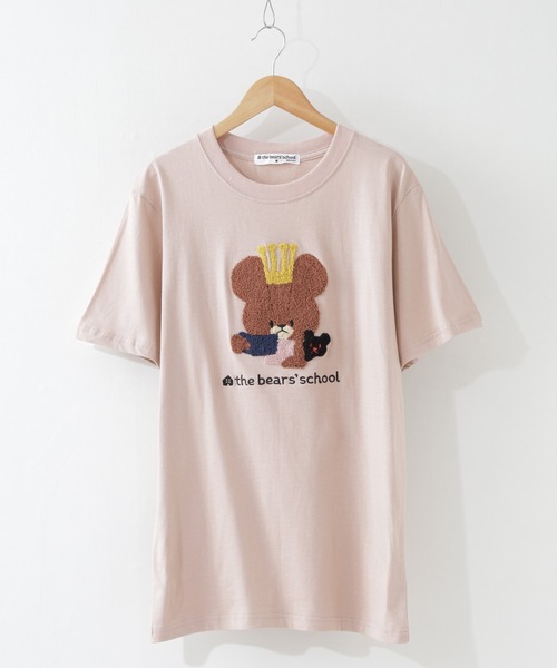 FUNALIVE(ファンアライブ)の「くまのがっこう ティータイム柄 サガラ刺繍 天竺半袖Tシャツ(Tシャツ/カットソー・メンズ・チャコール/ホワイト/ピンクベージュ・M/LL/L)」の6枚目の写真