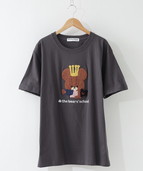 FUNALIVE(ファンアライブ)の「くまのがっこう ティータイム柄 サガラ刺繍 天竺半袖Tシャツ(Tシャツ/カットソー・メンズ・チャコール/ホワイト/ピンクベージュ・M/LL/L)」の5枚目の写真