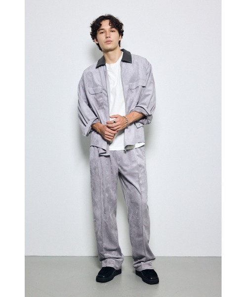 AZUL by moussy(アズールバイマウジー)の「【セットアップ対応】薄手フェイクスエードジップシャツ 秋服 冬服 長袖(シャツ/ブラウス・メンズ・グレー/ブラック/ダークブラウン・LARGE/MEDIUM)」の12枚目の写真