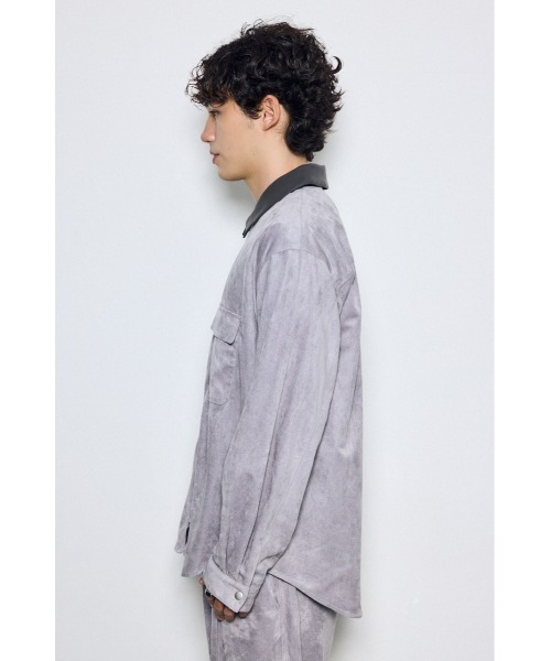 AZUL by moussy(アズールバイマウジー)の「【セットアップ対応】薄手フェイクスエードジップシャツ 秋服 冬服 長袖(シャツ/ブラウス・メンズ・グレー/ブラック/ダークブラウン・LARGE/MEDIUM)」の14枚目の写真