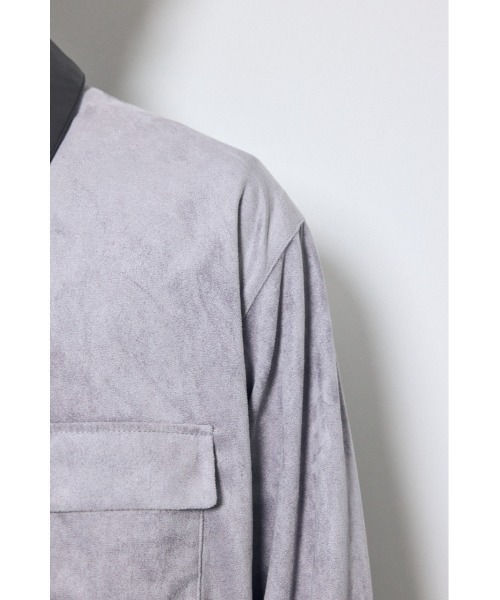 AZUL by moussy(アズールバイマウジー)の「【セットアップ対応】薄手フェイクスエードジップシャツ 秋服 冬服 長袖(シャツ/ブラウス・メンズ・グレー/ブラック/ダークブラウン・LARGE/MEDIUM)」の17枚目の写真
