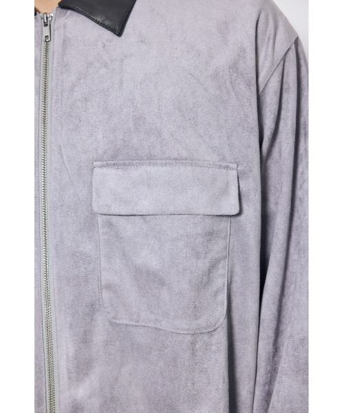 AZUL by moussy(アズールバイマウジー)の「【セットアップ対応】薄手フェイクスエードジップシャツ 秋服 冬服 長袖(シャツ/ブラウス・メンズ・グレー/ブラック/ダークブラウン・LARGE/MEDIUM)」の18枚目の写真