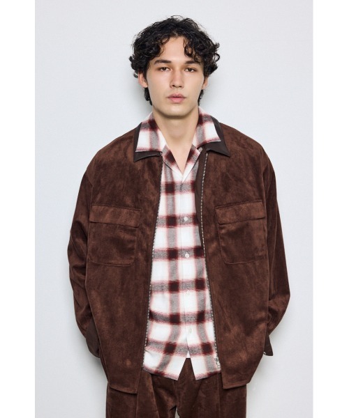 AZUL by moussy(アズールバイマウジー)の「【セットアップ対応】薄手フェイクスエードジップシャツ 秋服 冬服 長袖(シャツ/ブラウス・メンズ・グレー/ブラック/ダークブラウン・LARGE/MEDIUM)」の21枚目の写真