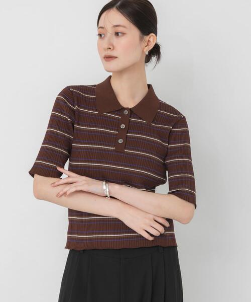 URBAN RESEARCH（アーバンリサーチ）の「ランダムリブポロ衿ニット（ポロシャツ・レディース・ブラウン系その他/レッド系その他・FREE）」の2枚目の写真