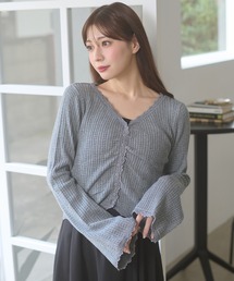 Ambre Neige | lace crinkly knit cardigan / レースクシュクシュニットカーディガン(カーディガン/ボレロ)