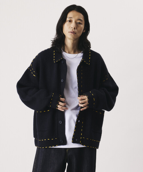 Firsthand(ファーストハンド)の「Firsthand/ファーストハンド ハンドステッチ ニット ジャケット カーディガン 【限定展開】(カーディガン/ボレロ・メンズ・ライトブルー/ネイビー/ブラウン/ブラック・LARGE/MEDIUM)」の1枚目の写真