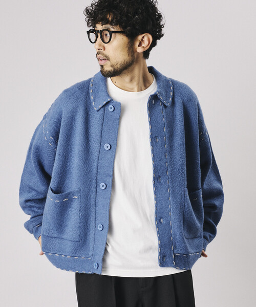 Firsthand(ファーストハンド)の「Firsthand/ファーストハンド ハンドステッチ ニット ジャケット カーディガン 【限定展開】(カーディガン/ボレロ・メンズ・ライトブルー/ネイビー/ブラウン/ブラック・LARGE/MEDIUM)」の4枚目の写真