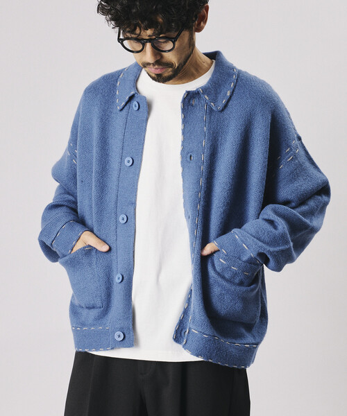 Firsthand(ファーストハンド)の「Firsthand/ファーストハンド ハンドステッチ ニット ジャケット カーディガン 【限定展開】(カーディガン/ボレロ・メンズ・ライトブルー/ネイビー/ブラウン/ブラック・LARGE/MEDIUM)」の5枚目の写真