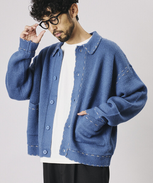 Firsthand(ファーストハンド)の「Firsthand/ファーストハンド ハンドステッチ ニット ジャケット カーディガン 【限定展開】(カーディガン/ボレロ・メンズ・ライトブルー/ネイビー/ブラウン/ブラック・LARGE/MEDIUM)」の6枚目の写真