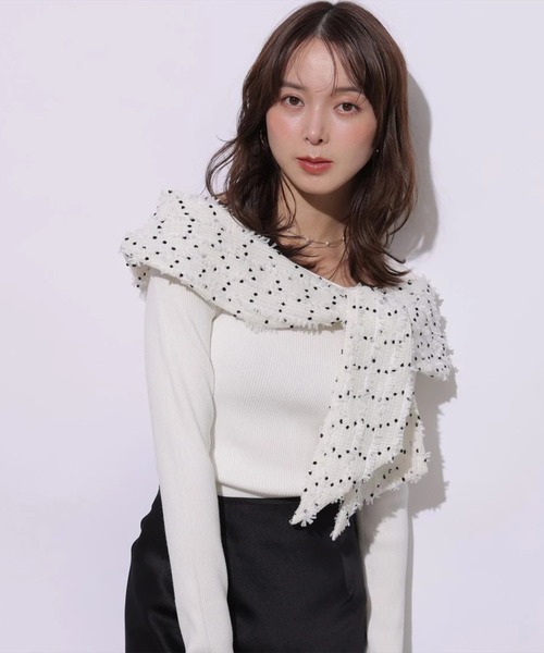 Mystrada(マイストラーダ)の「リボンドッキングオフショルニット(ニット/セーター・レディース・ホワイト/ブラック/ブラック系その他2・38)」の20枚目の写真