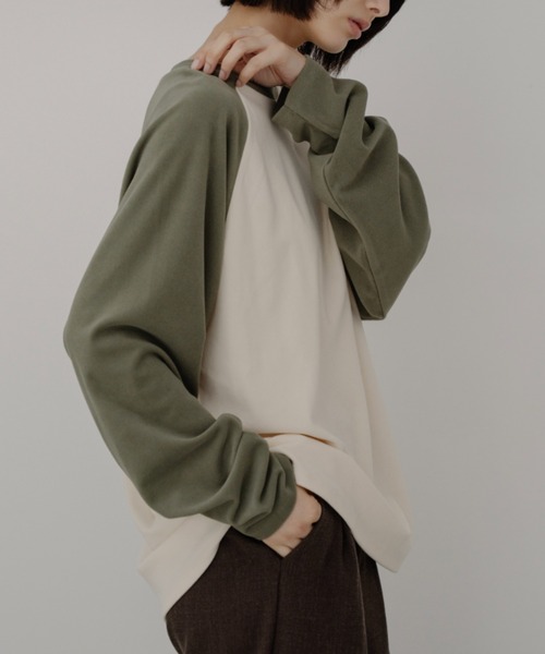 duei（デュイ）の「起毛フライスラグランルーズロンT（Tシャツ/カットソー・レディース・チャコールグレー/カーキ・FREE）」の16枚目の写真