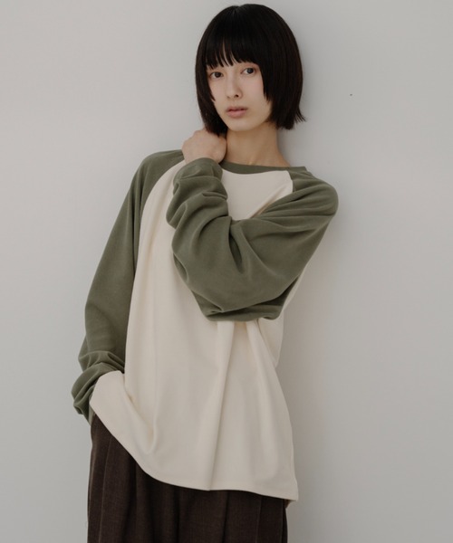 duei（デュイ）の「起毛フライスラグランルーズロンT（Tシャツ/カットソー・レディース・チャコールグレー/カーキ・FREE）」の13枚目の写真