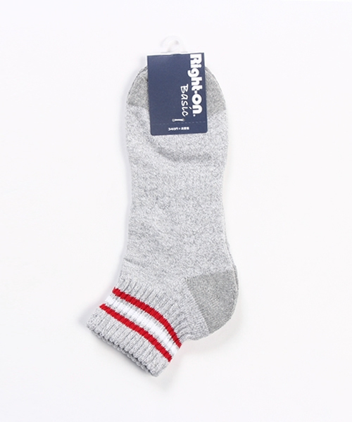 Right-on（ライトオン）の「【Right-on Basic】クォーター丈 パイルラインソックス（ソックス/靴下・メンズ・レッド系その他/その他8/ネイビー系/その他9/ブルー系その他/ホワイト×ネイビー/その他4・S26-28/25-27）」の5枚目の写真