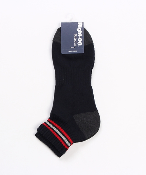 Right-on（ライトオン）の「【Right-on Basic】クォーター丈 パイルラインソックス（ソックス/靴下・メンズ・レッド系その他/その他8/ネイビー系/その他9/ブルー系その他/ホワイト×ネイビー/その他4・S26-28/25-27）」の7枚目の写真