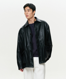 UNISEX ERA フェイクレザーサファリジャケット - ブラック
