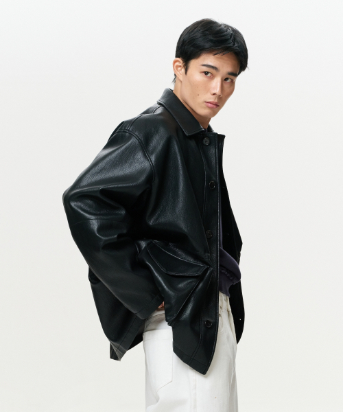 ERA（エラ）の「UNISEX ERA フェイクレザーサファリジャケット - ブラック（ライダースジャケット・レディース・その他・SMALL/MEDIUM/LARGE）」の7枚目の写真