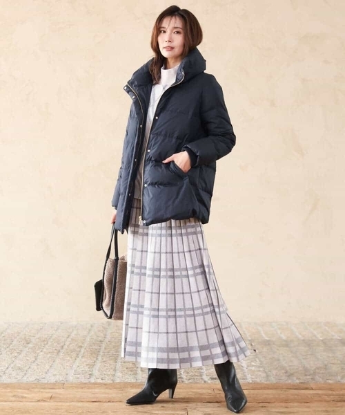 MK MICHEL KLEIN（エムケーミッシェルクラン）の「[洗える]バイアスチェック柄ニットプルオーバー（ニット/セーター・レディース・グレイッシュベージュ/ネイビー・38）」の10枚目の写真