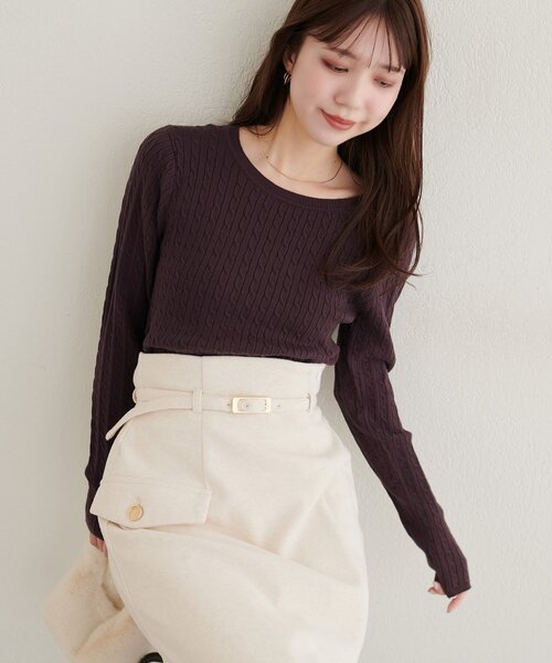 natural couture(ナチュラルクチュール)の「ケーブル柄ニット(ニット/セーター・レディース・ブラウン/ブラック系その他/アイボリー/グレイッシュベージュ/ブラウン系その他・FREE)」の3枚目の写真