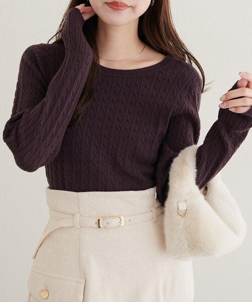 natural couture(ナチュラルクチュール)の「ケーブル柄ニット(ニット/セーター・レディース・ブラウン/ブラック系その他/アイボリー/グレイッシュベージュ/ブラウン系その他・FREE)」の10枚目の写真