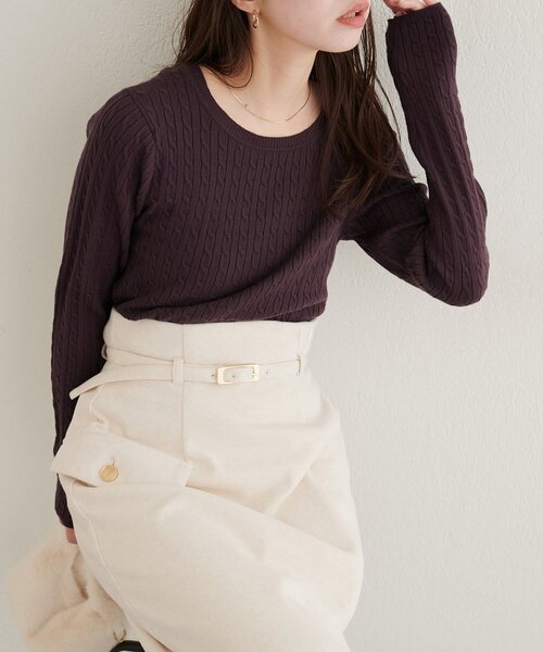 natural couture(ナチュラルクチュール)の「ケーブル柄ニット(ニット/セーター・レディース・ブラウン/ブラック系その他/アイボリー/グレイッシュベージュ/ブラウン系その他・FREE)」の11枚目の写真