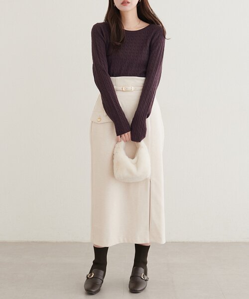 natural couture(ナチュラルクチュール)の「ケーブル柄ニット(ニット/セーター・レディース・ブラウン/ブラック系その他/アイボリー/グレイッシュベージュ/ブラウン系その他・FREE)」の13枚目の写真