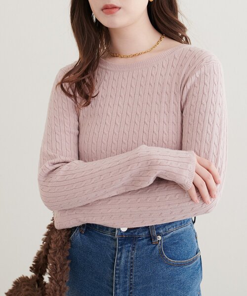 natural couture(ナチュラルクチュール)の「ケーブル柄ニット(ニット/セーター・レディース・ブラウン/ブラック系その他/アイボリー/グレイッシュベージュ/ブラウン系その他・FREE)」の14枚目の写真
