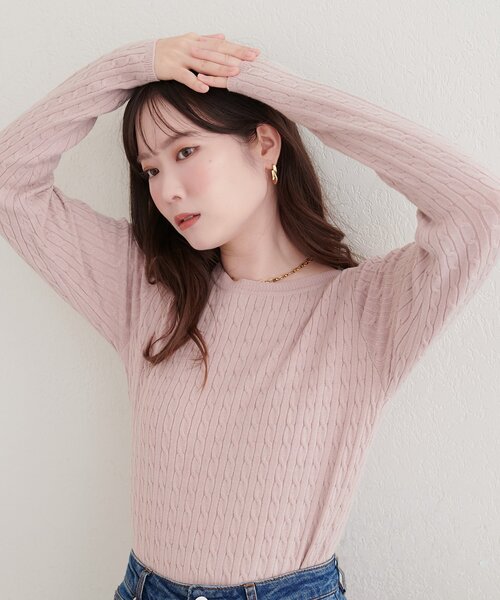 natural couture(ナチュラルクチュール)の「ケーブル柄ニット(ニット/セーター・レディース・ブラウン/ブラック系その他/アイボリー/グレイッシュベージュ/ブラウン系その他・FREE)」の15枚目の写真