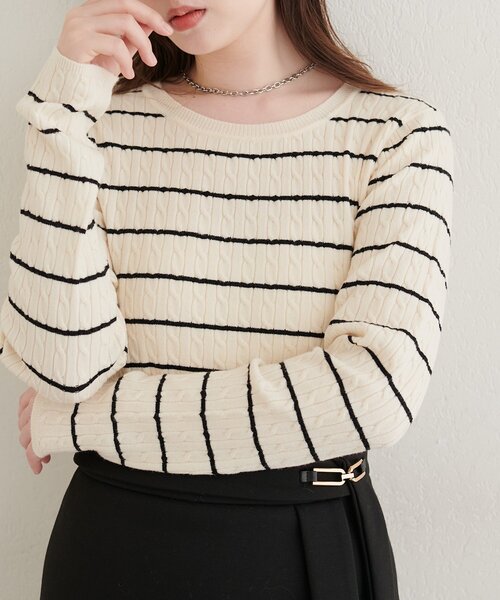 natural couture(ナチュラルクチュール)の「ケーブル柄ニット(ニット/セーター・レディース・ブラウン/ブラック系その他/アイボリー/グレイッシュベージュ/ブラウン系その他・FREE)」の18枚目の写真