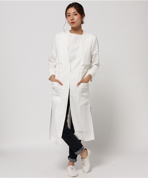 FIGARO Paris（フィガロパリ）の「アサレーヨンコーディガンジャケット◆（その他アウター・レディース・ホワイト/ネイビー・36/38）」の21枚目の写真